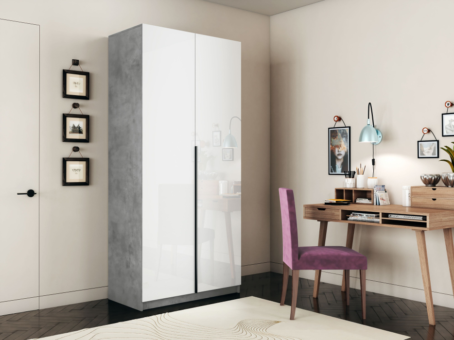 Шкафы распашные, Шкаф распашной Е1 Локер 101x52.5x220 см, с белым стеклом , полками и модулем