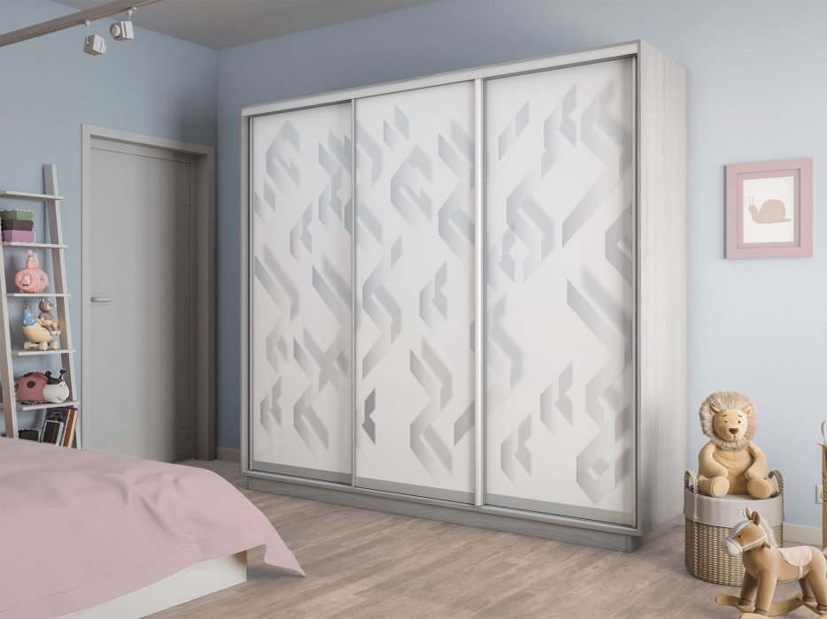 Шкафы-купе 3-х дверные, Шкаф-купе Экспресс 3-х дверный Фотопечать Ленты Стекла 210х60х220