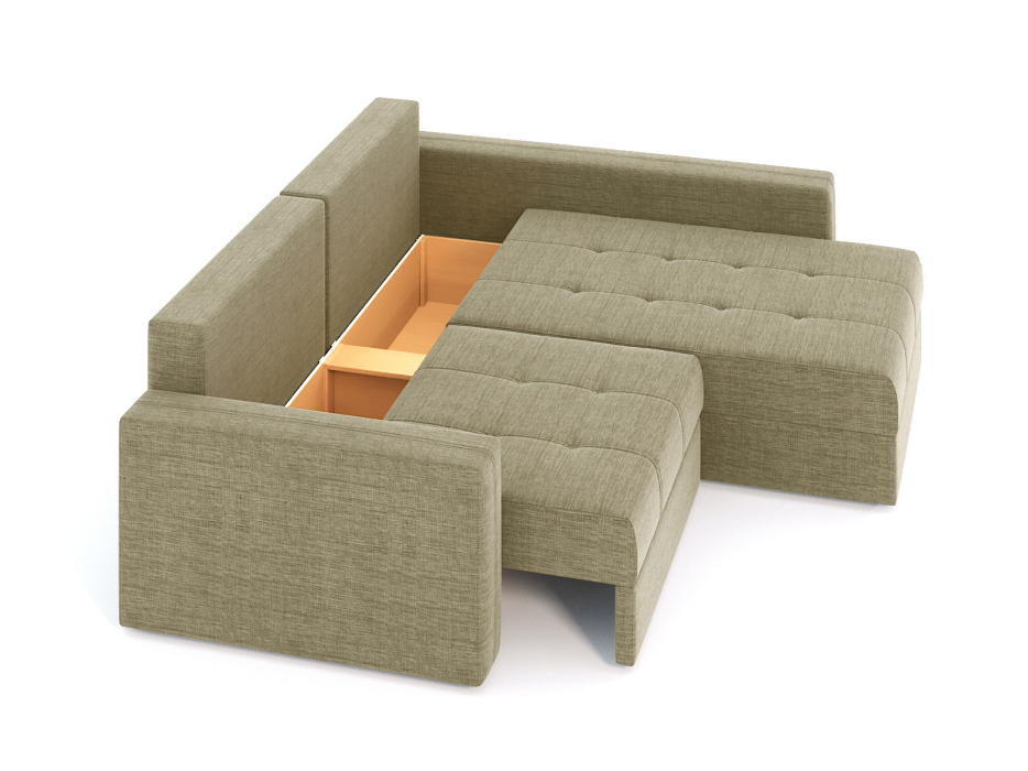 Диваны угловые в гостиную, Диван-кровать угловой Брест 2 секции еврокнижка, рогожка