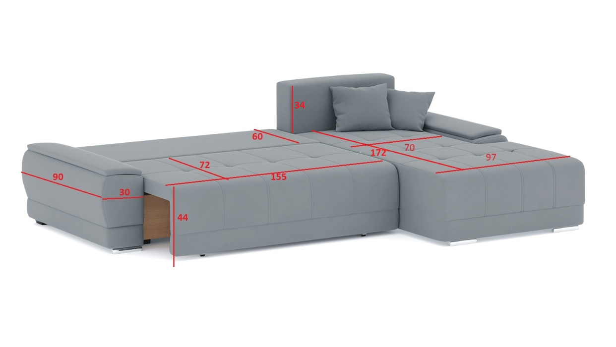 Гостиная, Диван-кровать угловой Нордвикс еврокнижка, велюр