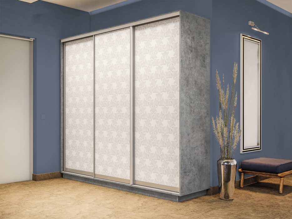 Шкафы-купе 3-х дверные, Шкаф-купе Экспресс 3-х дверный Фотопечать Калейдоскоп Стекла 210х45х220