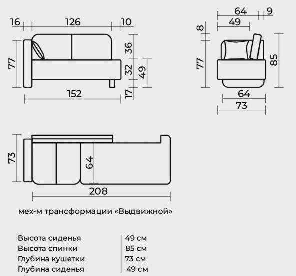 Кушетки, Кушетка Хавьер, угол правый