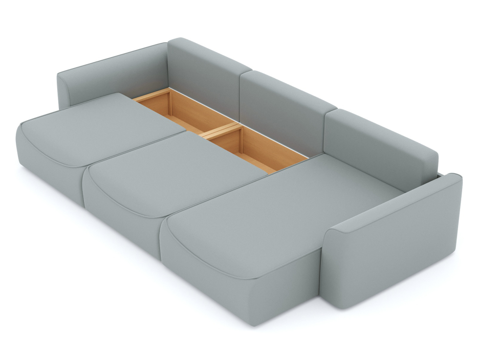 Диваны угловые в гостиную, Диван-кровать угловой Рафаэль 3 секции еврокнижка НПБ, велюр