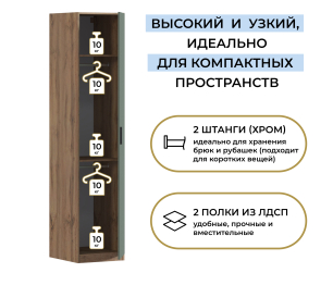 Шкаф однодверный Макс 500 мм, вариант №4 (ЛДСП, дуб вотан)