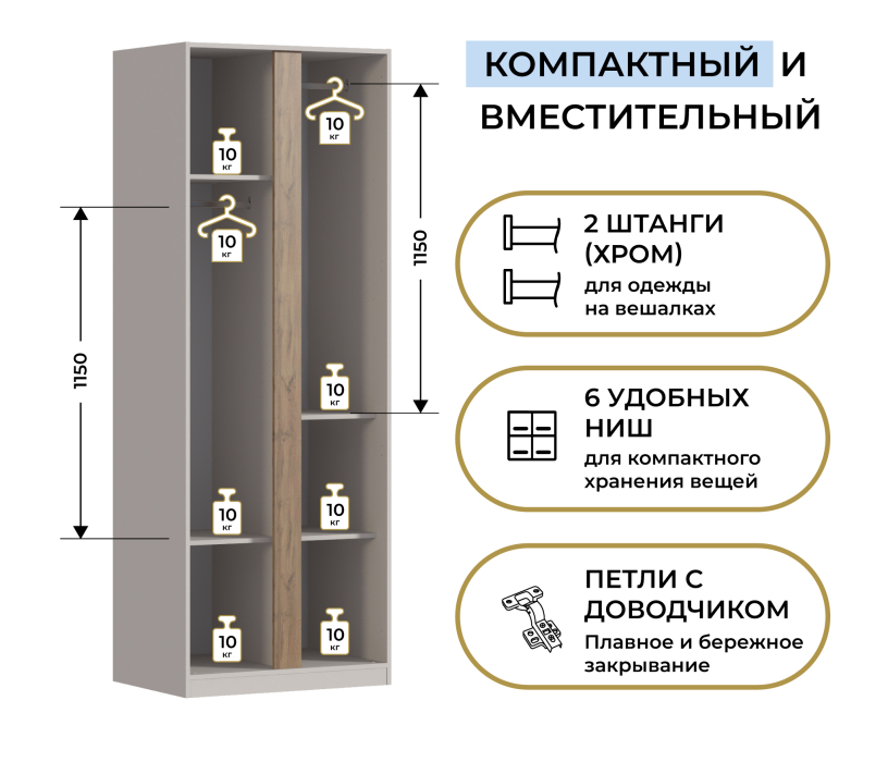 Гостиная, Шкаф 2-х дверный Нова СБ-3632