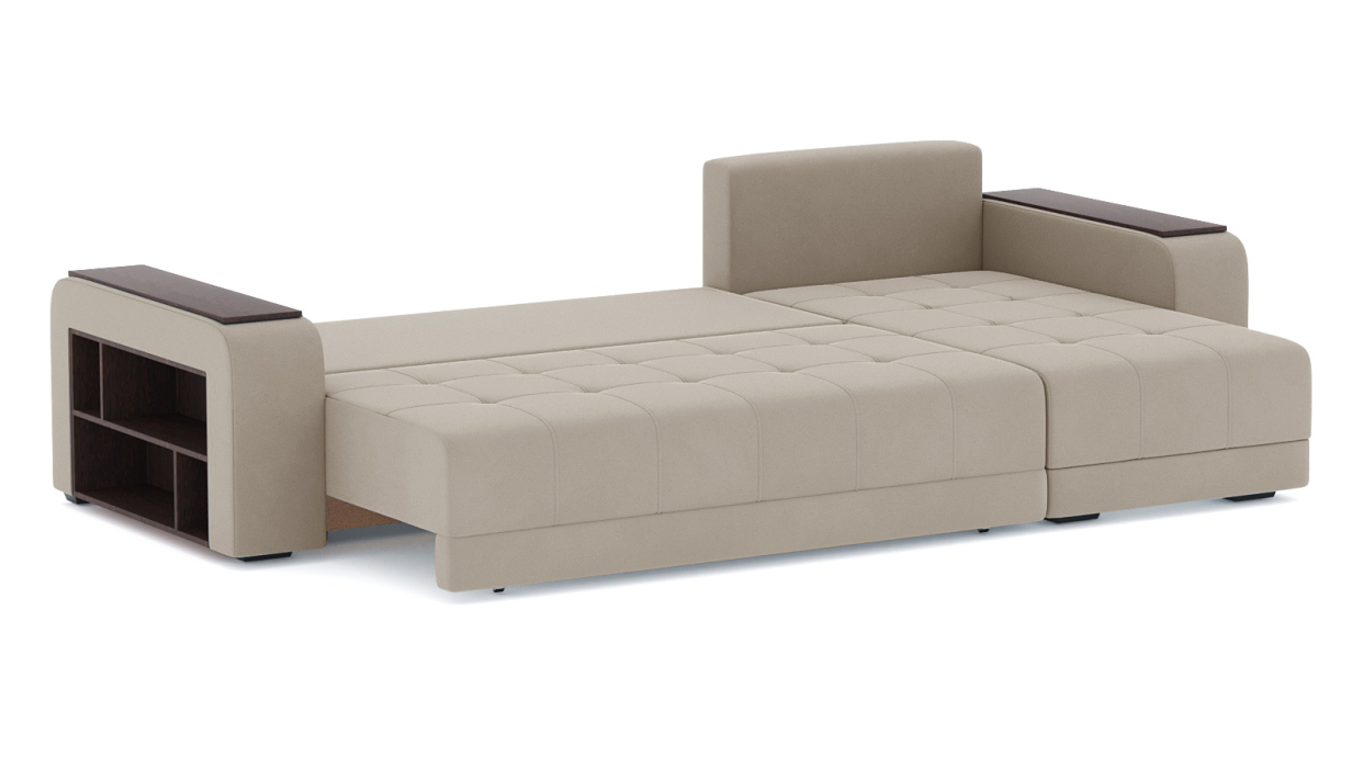 Диваны угловые в гостиную, Диван-кровать угловой Дубай еврокнижка, велюр