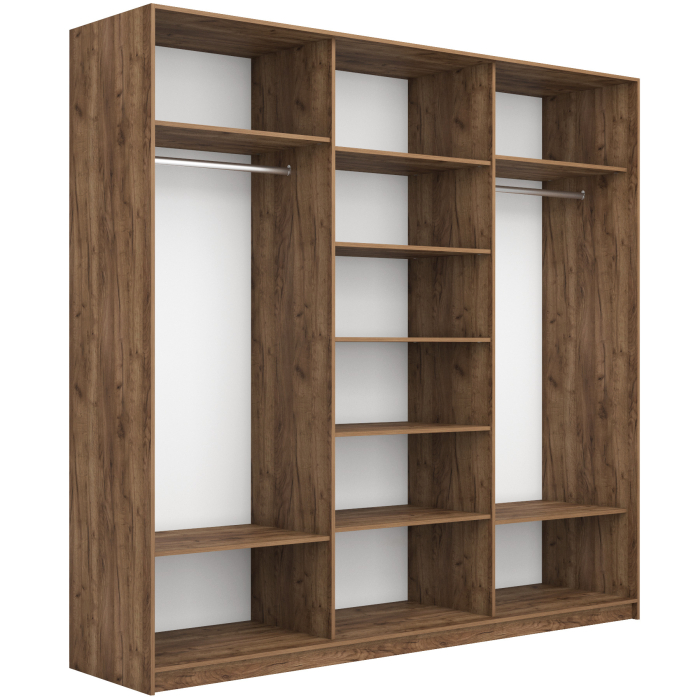 Шкафы-купе 3-х дверные, Шкаф-купе Прайм Широкий 3-х дверный Стекла пудра/Доводчики 240х57х230