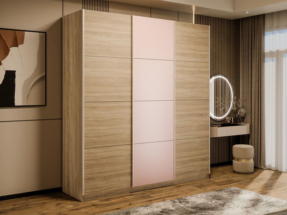 Шкафы-купе 3-х дверные, Шкаф-купе Эста 3-х дверный ДСП/Стекла пудра/Доводчик 240х66х240