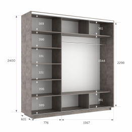 Шкаф-купе Экспресс 3-х дверный Фотопечать Квадрат Стекла 240х60х240