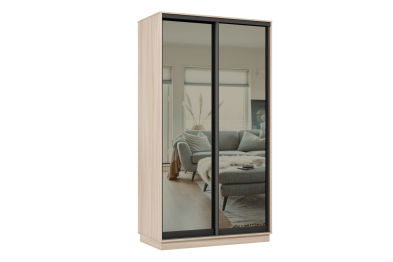 Шкаф-купе Премьер МИНИ 03 (01ЗГ;01ЗГ) фасады зеркало графит/двухдверный/Профиль чёрный муар