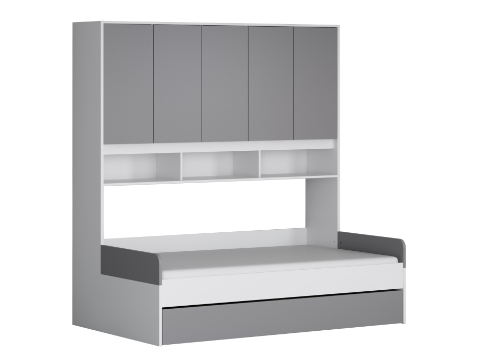 Кровати одноярусные, Кровать с антресолью ДЕЛЬТА Next 21.05 (Белый)