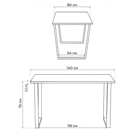 Стол деревянный Лота Лофт 140 22 мм (белый матовый)