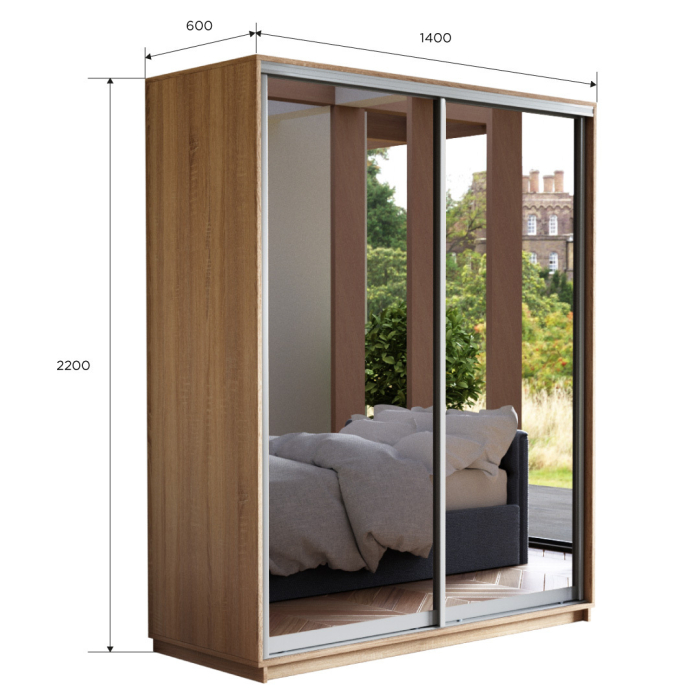 Шкафы-купе, Шкаф-купе Экспресс Экспенс дуо 2200 x 1400 x 600