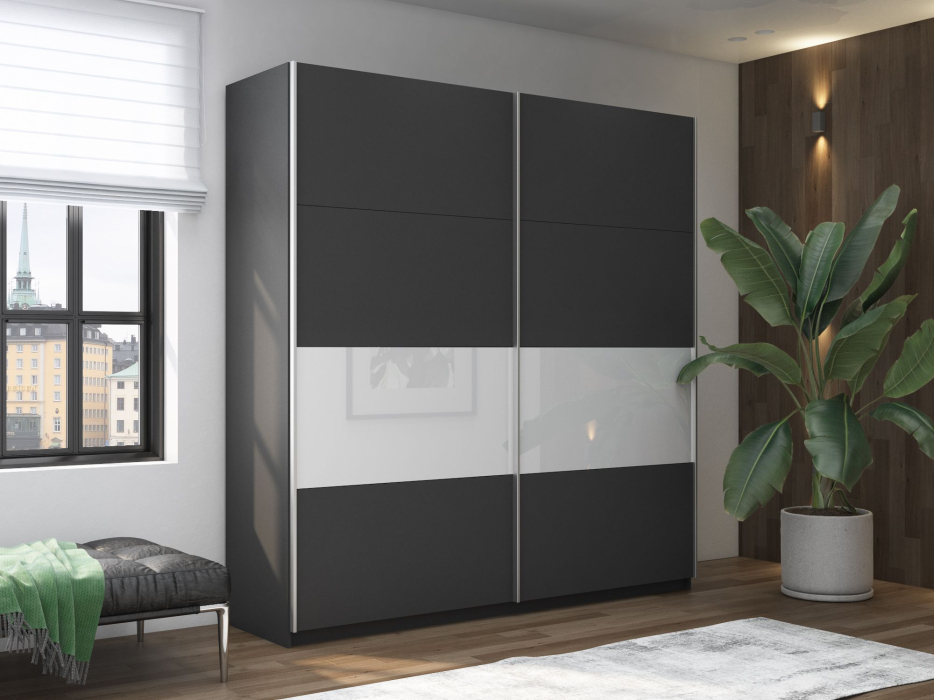 Шкафы-купе 2-х дверные, Шкаф-купе Прайм 2х дверный ДСП/Белый Глянец 160х57х230