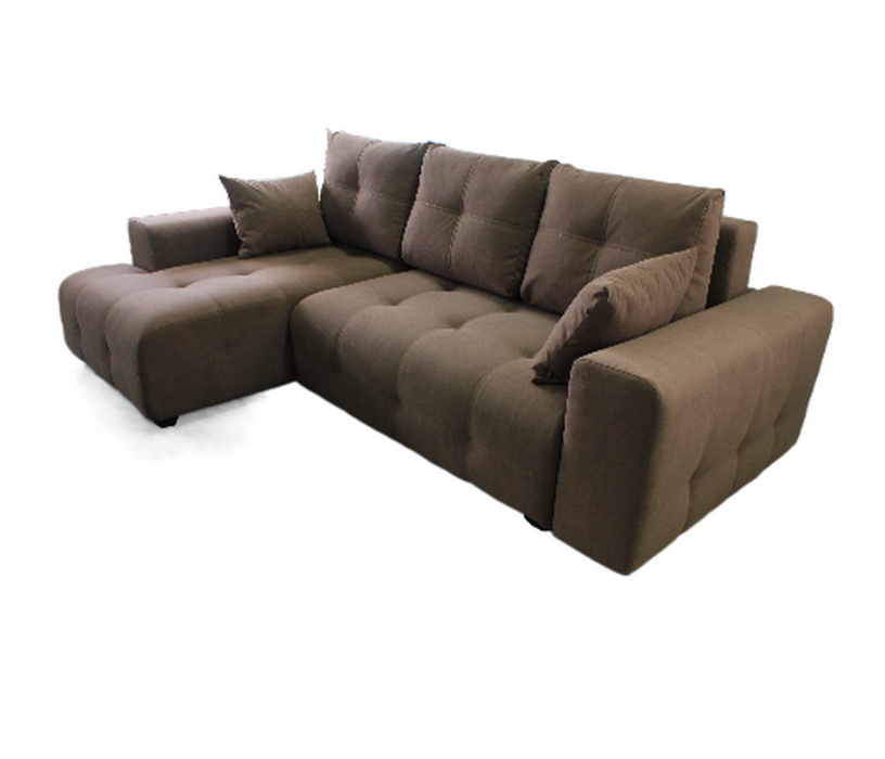 Диваны угловые в гостиную, Угловой диван Бруно с оттоманкой слева, велюр