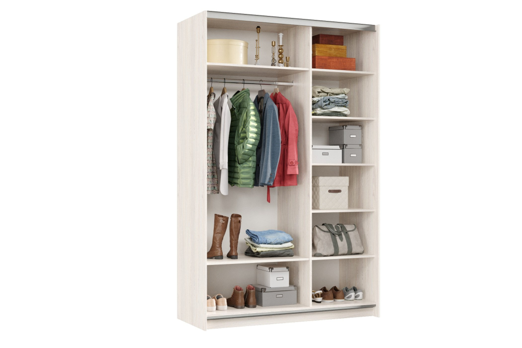 Шкафы-купе 2-х дверные, Шкаф-купе Smart 1422 2х дверный (фасады ЛДСП) профиль серебро