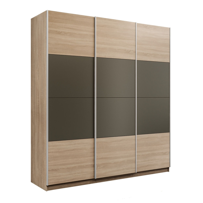 Шкафы-купе 3-х дверные, Шкаф-купе Эста 3-х дверный ДСП/Стекла хаки/Доводчик 300х66х240