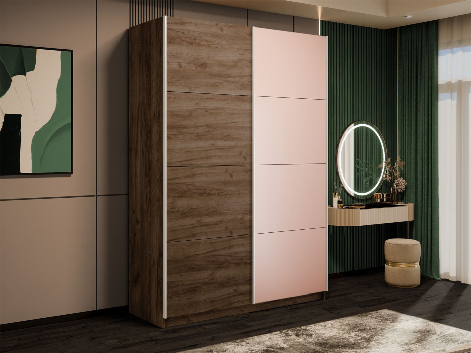 Шкафы-купе 2-х дверные, Шкаф-купе Прайм 2-х дверный ДСП/Стекло пудра/Доводчики 120х57х230