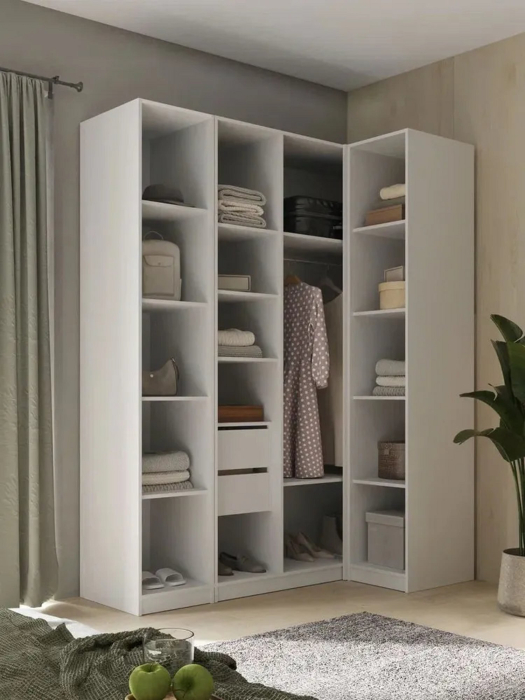 Угловые шкафы, Угловой шкаф для одежды распашной с ящиками, София, 2200х900х1700мм