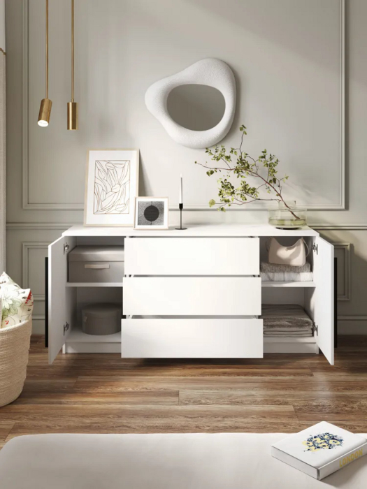 Комоды, Комод с выдвижными ящиками для одежды, София, Белый, 1602х755х420 мм