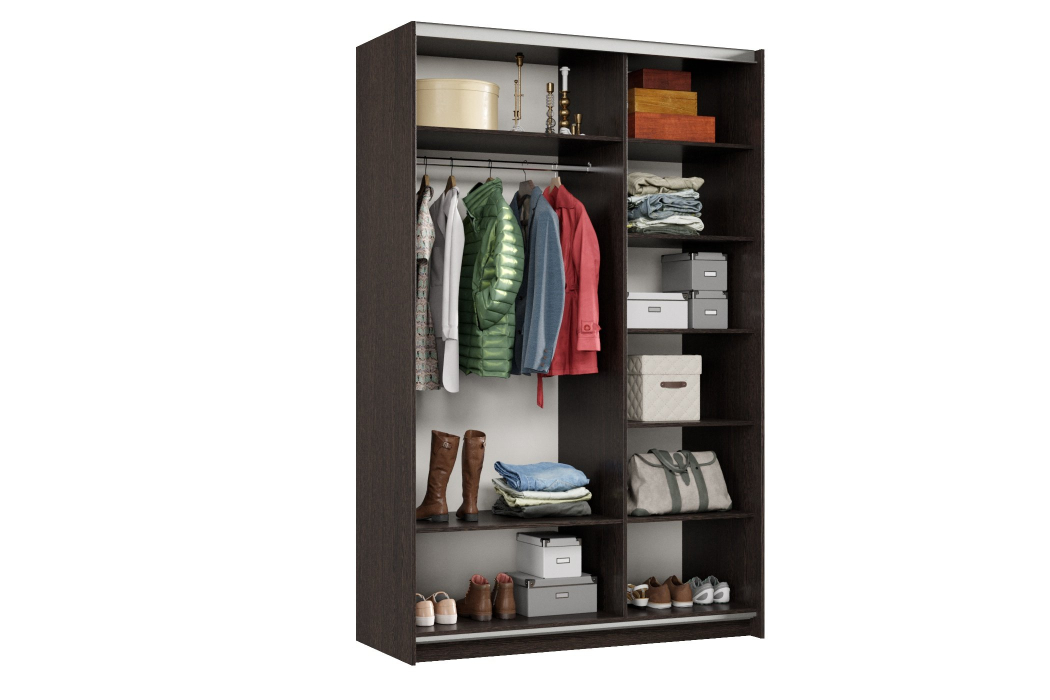 Шкафы-купе 2-х дверные, Шкаф-купе Smart 1424 2х дверный (фасады ЛДСП,зеркало) профиль серебро