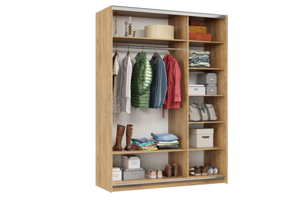 Шкафы-купе 2-х дверные, Шкаф-купе Smart 1624 2х дверный (фасады ЛДСП,зеркало) профиль серебро