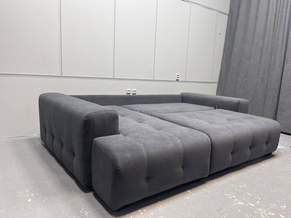 Диваны угловые в гостиную, Угловой диван Бруно с оттоманкой слева, велюр