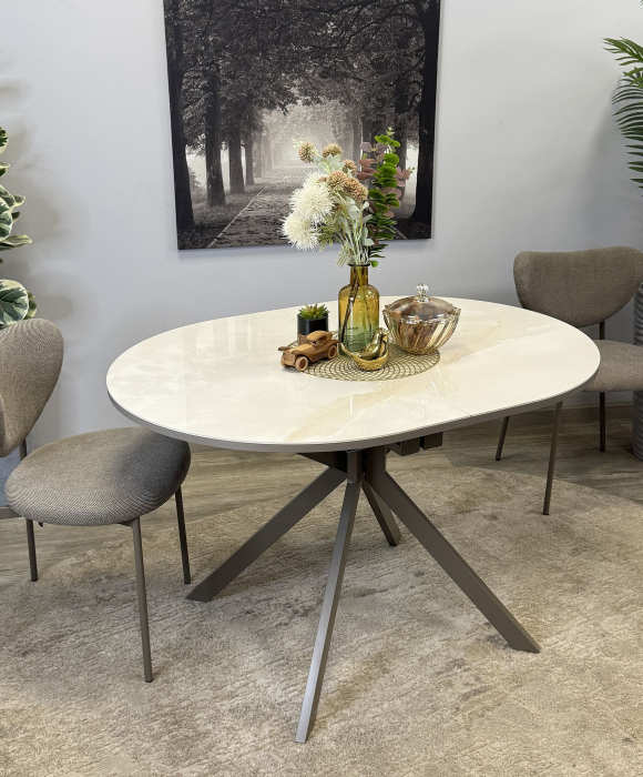 Обеденные столы, Стол Kenner DO1300 раздвижной, керамика , опоры капучино