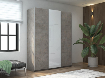 Шкаф-купе Прайм 3-х дверный ДСП/Стекло белое/Доводчики 180х57х230