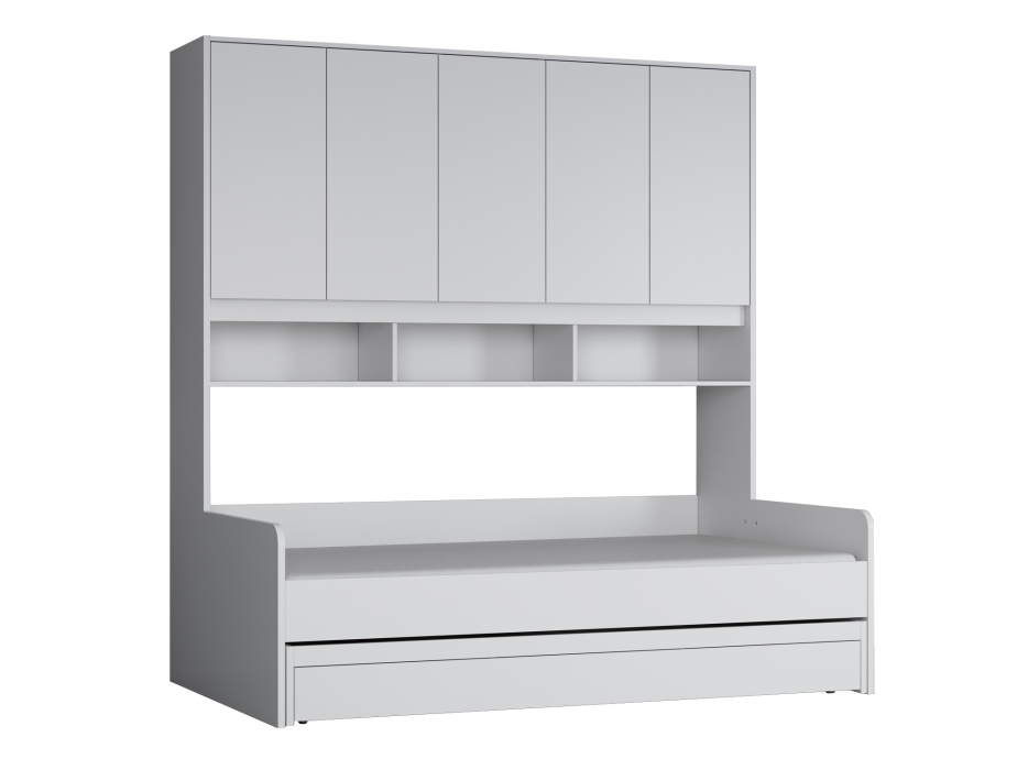 Кровати одноярусные, Кровать с антресолью ДЕЛЬТА Next 21.05 (Белый)