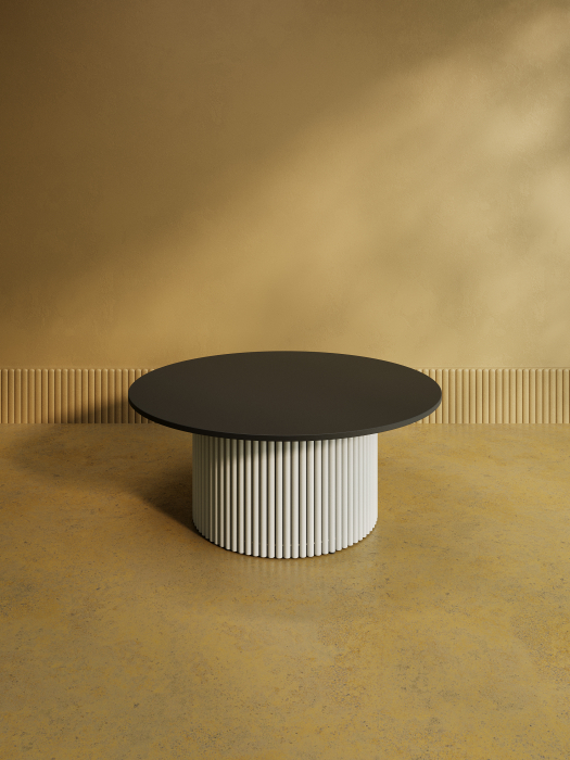 Журнальные столики, Стол круглый журнальный с белым металлическим подстольем GENGLASS TRUBIS Wood 100