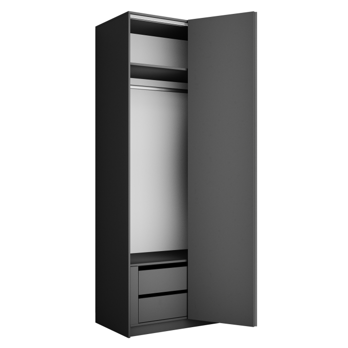 Шкафы распашные, Шкаф складной Е1 Локер ("Гармошка" с системой Push to Move/Правый)101х52,5х220 см, с модулем