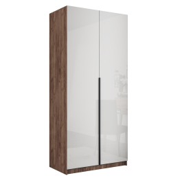 Шкаф распашной Е1 Локер 101x52.5x220 см, с белым стеклом и модулем