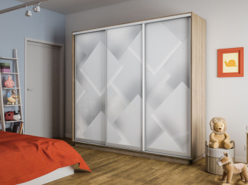 Шкаф-купе Экспресс 3-х дверный Фотопечать Квадрат Стекла 240х45х240