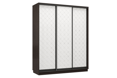 Шкаф-купе Премьер 24 (01РБ;01РБ;01РБ) фасады ромб белый/трёхдверный/Профиль чёрный муар