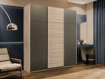 Шкаф-купе Прайм 3-х дверный Стекла хаки/ДСП/Доводчики 210х57х230