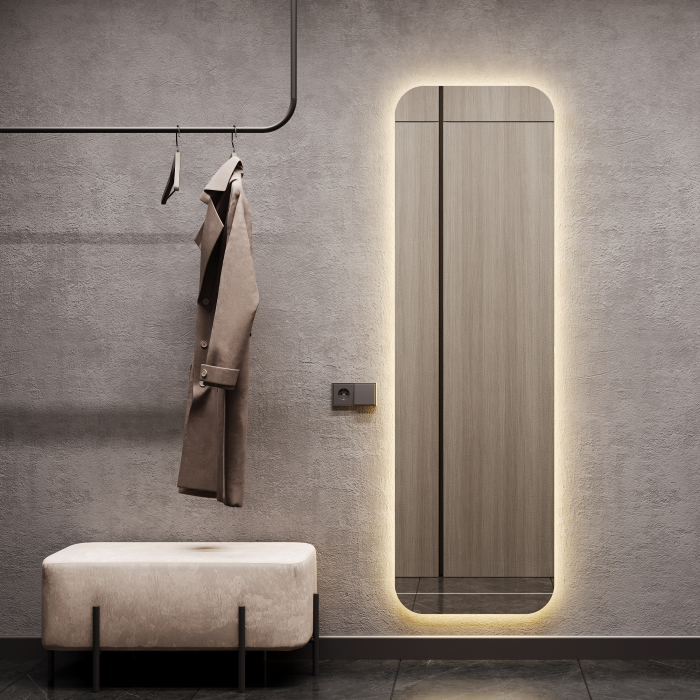 Зеркала в спальню, Зеркало с подсветкой GENGLASS KUVINO NF LED L, с проводом
