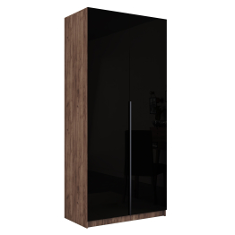 Шкаф распашной Е1 Локер 101x52.5x220 см, с черным стеклом , полками и модулем