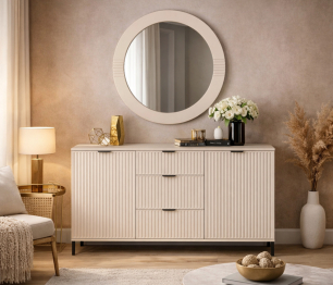 Комплект Турин (зеркало и комод), МДФ Кашемир