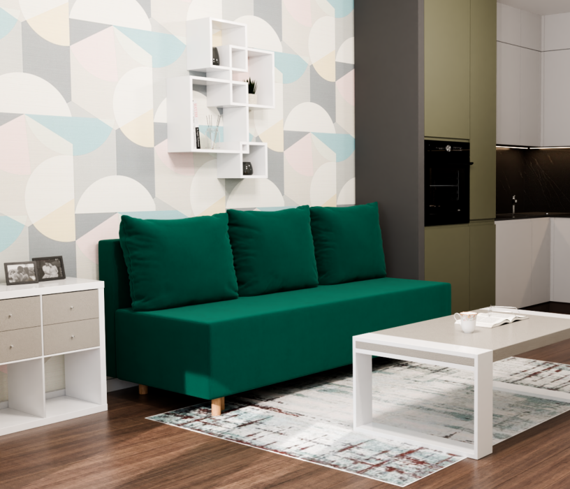 Диваны кровати со спальным местом, Прямой диван Лайт,еврокнижка,велюр