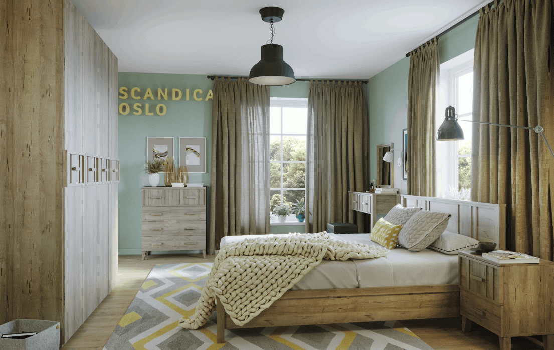 Шкафы, Спальня Scandica Oslo (модуль 444) Шкаф для одежды и белья 3-дв Стандарт