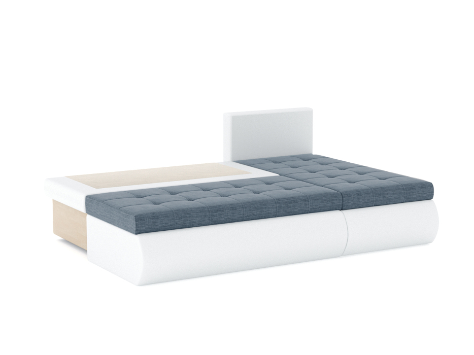 Диваны угловые в гостиную, Диван-кровать угловой Кормак без подлокотников, рогожка +кож.зам белый