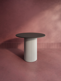 Стол круглый обеденный с белым металлическим подстольем TRUBIS Wood L 90