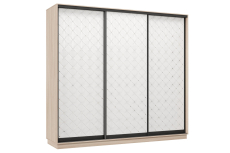 Шкафы-купе 3-х дверные, Шкаф-купе Премьер 36 (01РБ;01РБ;01РБ) фасады ромб белый/трёхдверный/Профиль чёрный муар