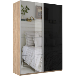 Шкаф-купе Прайм 2х дверный Зеркало/Стекло черное 140х57х230