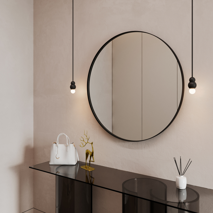 Зеркала в спальню, Дизайнерское настенное зеркало GENGLASS Rauntel L в металлической раме