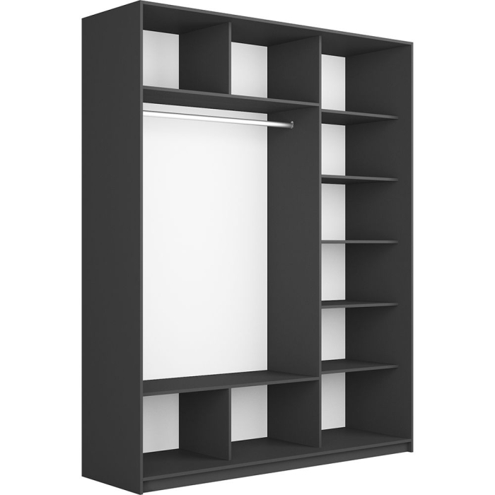 Шкафы-купе 3-х дверные, Шкаф-купе Прайм 3-х дверный Стекла белые/Зеркало/Доводчики 180х57х230