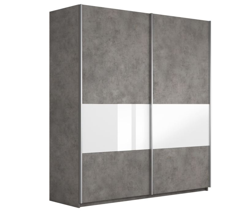 Шкафы-купе 2-х дверные, Шкаф-купе Прайм ДСП/Стекло белое, 220х57х230