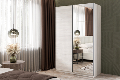 Шкаф-купе Smart 1622 2х дверный (фасады ЛДСП,зеркало) профиль серебро