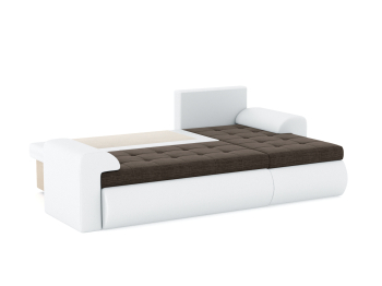 Диван-кровать угловой Кормак с подлокотниками, рогожка +кож. зам.